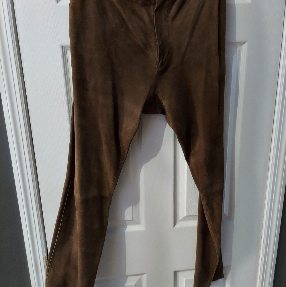 Banana Republic Mens suede laser cut pants 34 waist 32 length greenish color